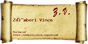 Zámbori Vince névjegykártya